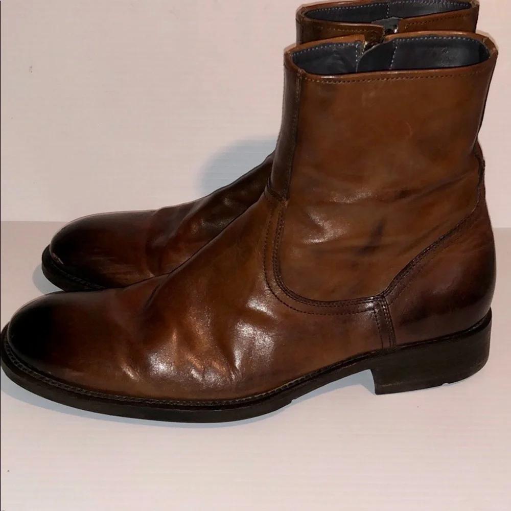 Adam Derrick To Boot New York Chocolate brown ombré Captoe leather boots size 8